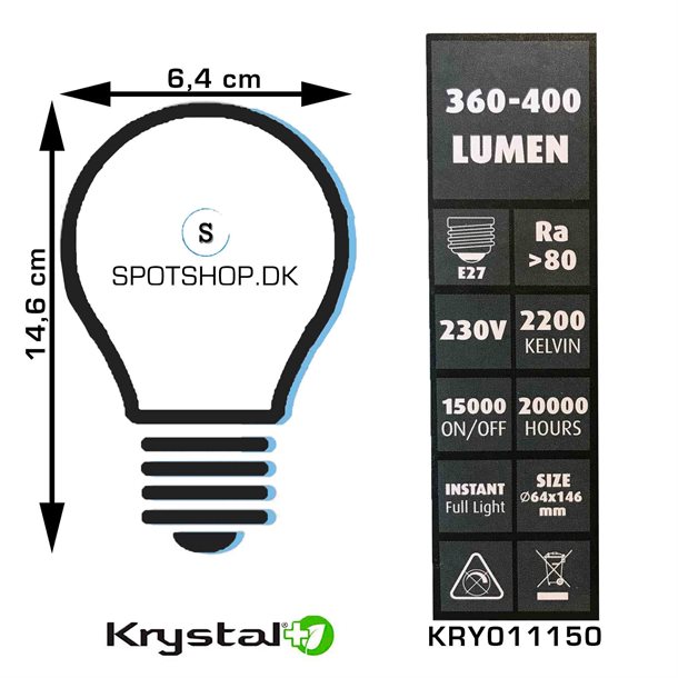 Dekorativ Edison filament LED pære - 4 W #KRY011150  